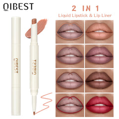 Qibest-rotierende Dual-Tipp-Lippenstift-Lippenstift-Matte mattes mattes nicht verblüfftes Nicht-Stick-Single Lipstick-Make-up