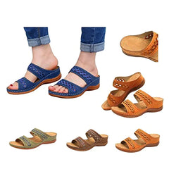 Sandalias de cuña de plataforma suave de los pies abiertos para mujeres Sandalias de soporte de arco de recorte Sandalias de tobogán de comodidad zapatillas para caminar livianas