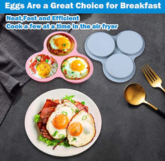 XANGNIER Silicone Egg Pan, Reusable Egg Mold, Non-Stick Baking Pan, 3 Cavity Silicone Muffin Pans for Baking, Hamburger Bun Pan, Air Fryer Accessories