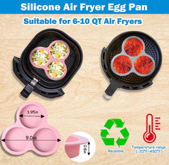 XANGNIER Silicone Egg Pan, Reusable Egg Mold, Non-Stick Baking Pan, 3 Cavity Silicone Muffin Pans for Baking, Hamburger Bun Pan, Air Fryer Accessories