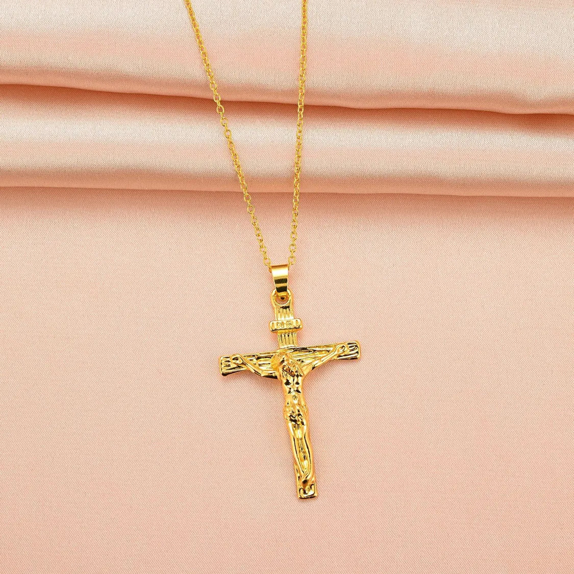 Halskette Kreuz Anhänger Halskette Jesus Gold Männer Edelstahlketten christlicher Schmuck