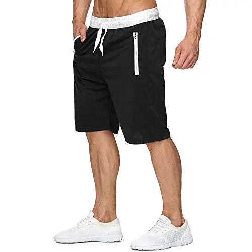 Herren Shorts Workout Training Running Fitness Gym Athletic Jogger Gym sportliche Jogginghosen mit Reißverschluss in Tasche