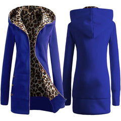 Mit Kapuzenverdickung von Leoparden-Druck-Pullover mit Velvet Plus Size-Jacke.