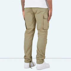 Pantalones de carga casuales de hombres con cintura elástica y colgajo de bolsillos laterales funcionales